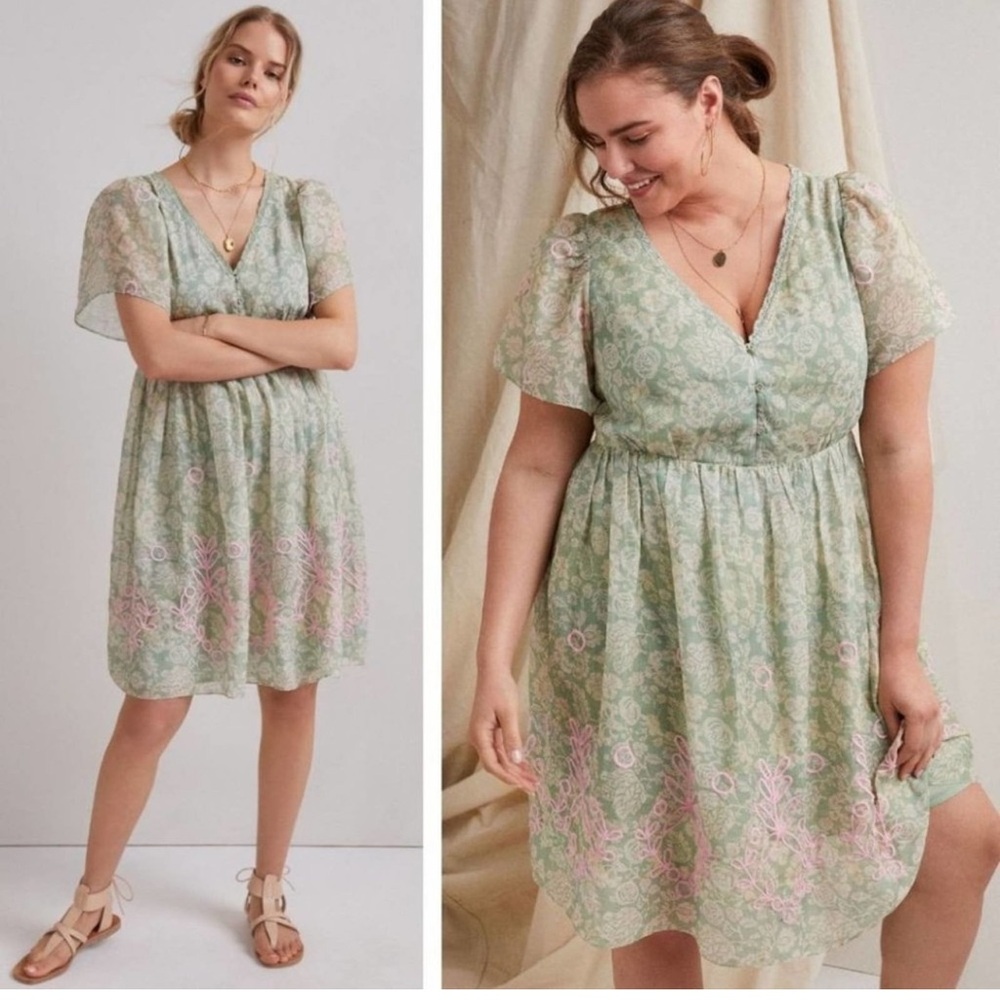 Anthropologie Trellis Embroidered Dress XL